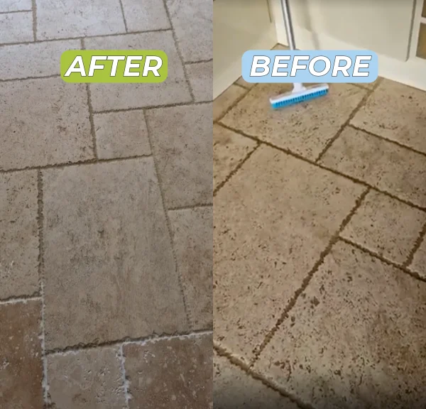 Stone floor tile and grout cleaning