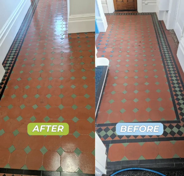 Hard flooring before:after Hard floor cleaning